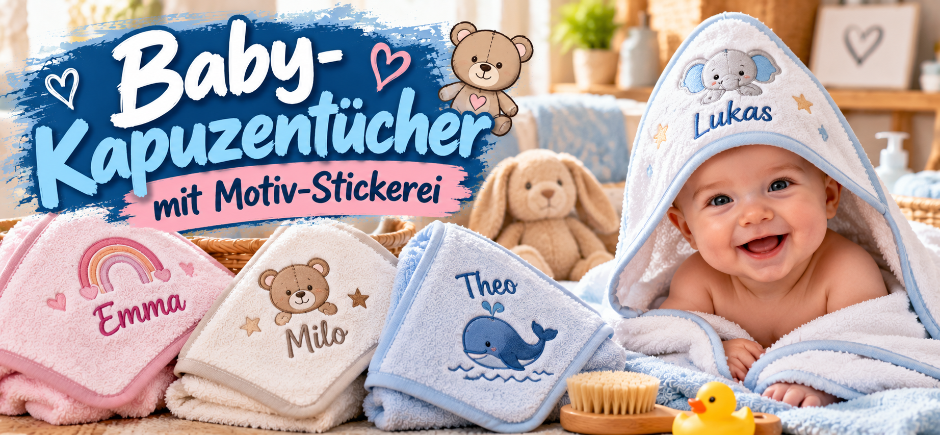 Baby-Kapuzentücher mit Stickerei