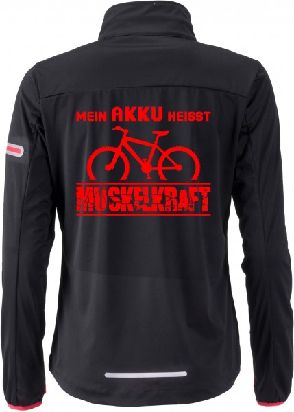 Herren Softshell-Radjacke "Mein Akku heißt Muskelkraft" JN1126AM