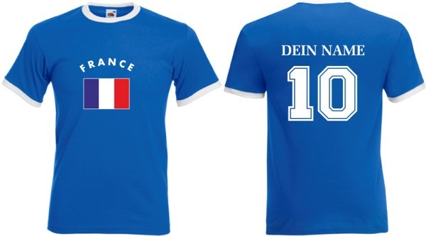 Flag-Shirt FRANKREICH mit individuellem Rückendruck