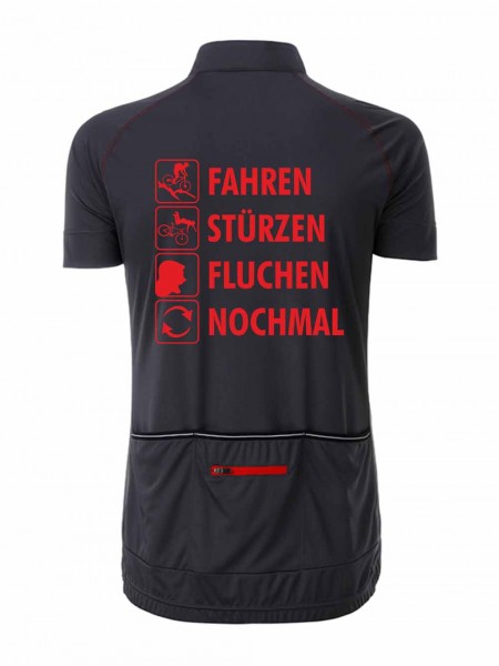 Herren Radshirt "Fahren-Stürzen-Fluchen-Nochmal" JN514FL Herren Radshirt "Fahren-Stürzen-Fluchen-Nochmal" JN514FL