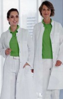 Damenmantel Kittel EX290 mit Text-Stickerei Damenmantel Kittel EX290 mit Text-Stickerei