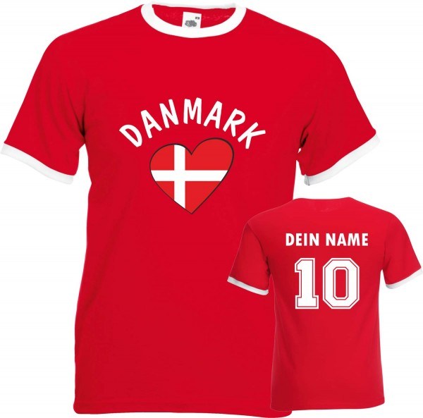 Fan-Shirt "Danmark Love" mit Deinem Namen und Nummer