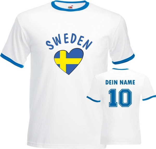 Fan-Shirt "Sweden Love" mit Deinem Namen und Nummer