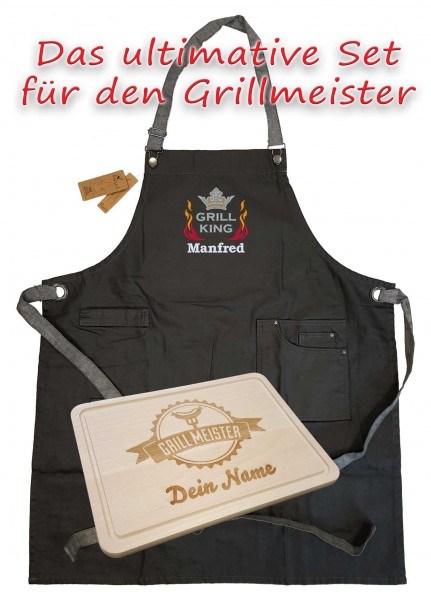 Hackbrett und Grillschürze für den Grillmeister im Spar-Set