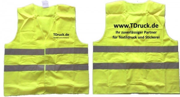 Sicherheitsweste mit beidseitigem Textdruck Sicherheitsweste mit beidseitigem Textdruck