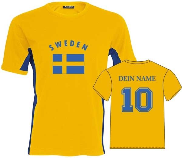 Flag-Shirt SWEDEN mit individuellem Rückendruck