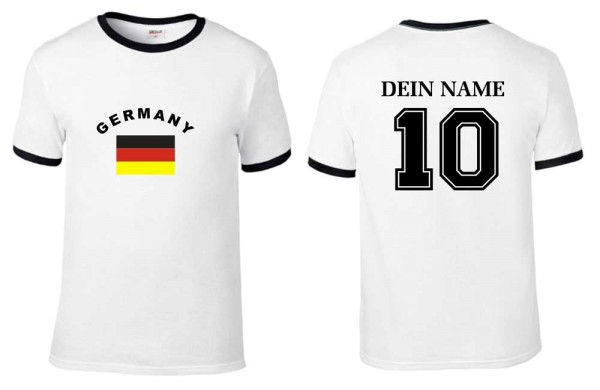 Flag-Shirt GERMANY WHITE mit individuellem Rückendruck