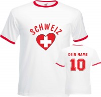 Fan-Shirt "Schweiz Love" mit Deinem Namen und Nummer Fan-Shirt "Schweiz Love" mit Deinem Namen und Nummer